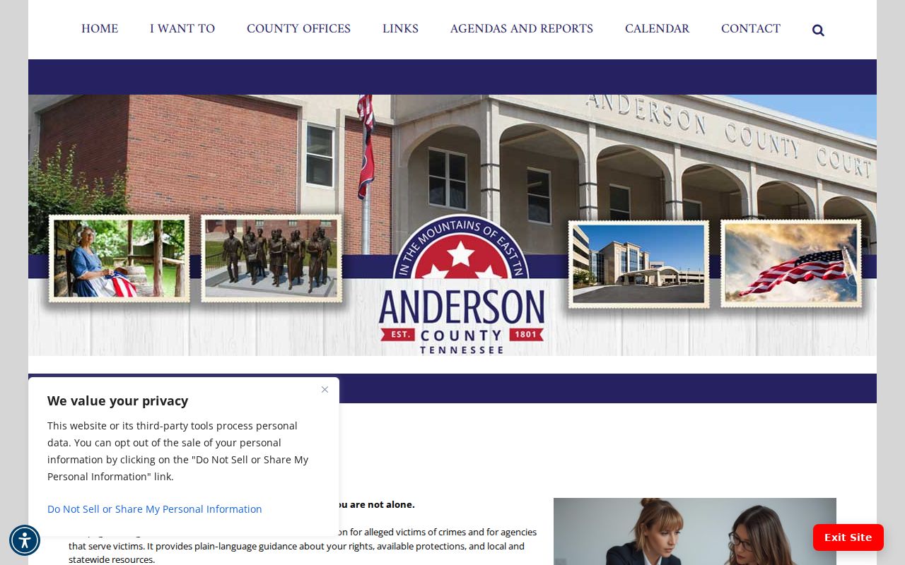Anderson County arrest search resources for VINE and victim assistance