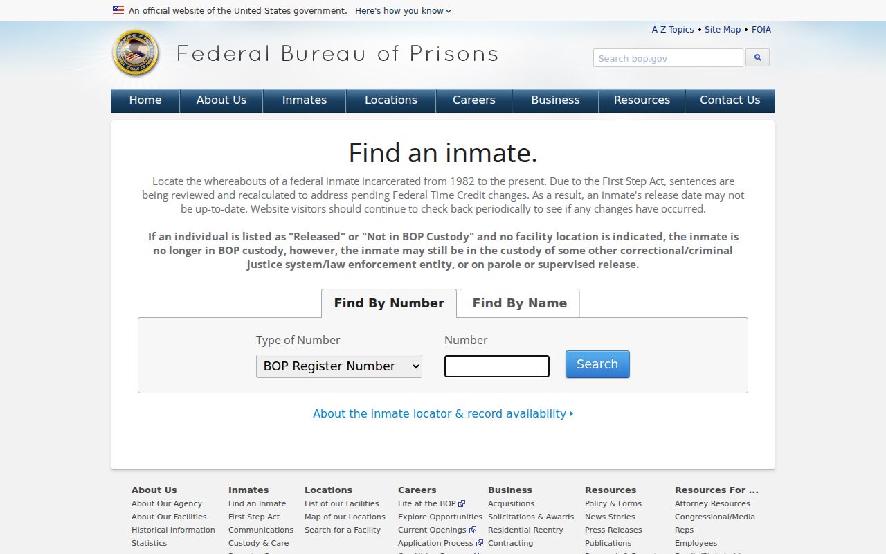 Oak Ridge criminal records federal inmate locator search