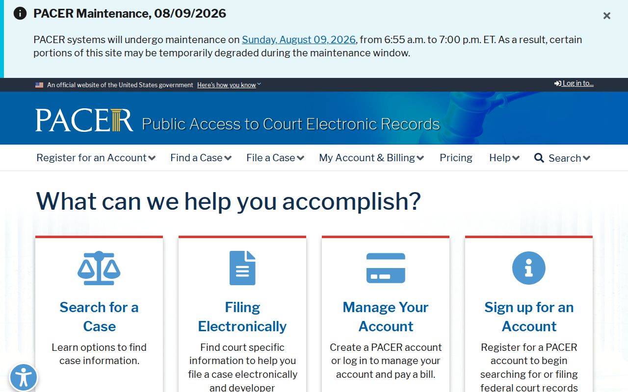 Oak Ridge criminal records PACER federal court search