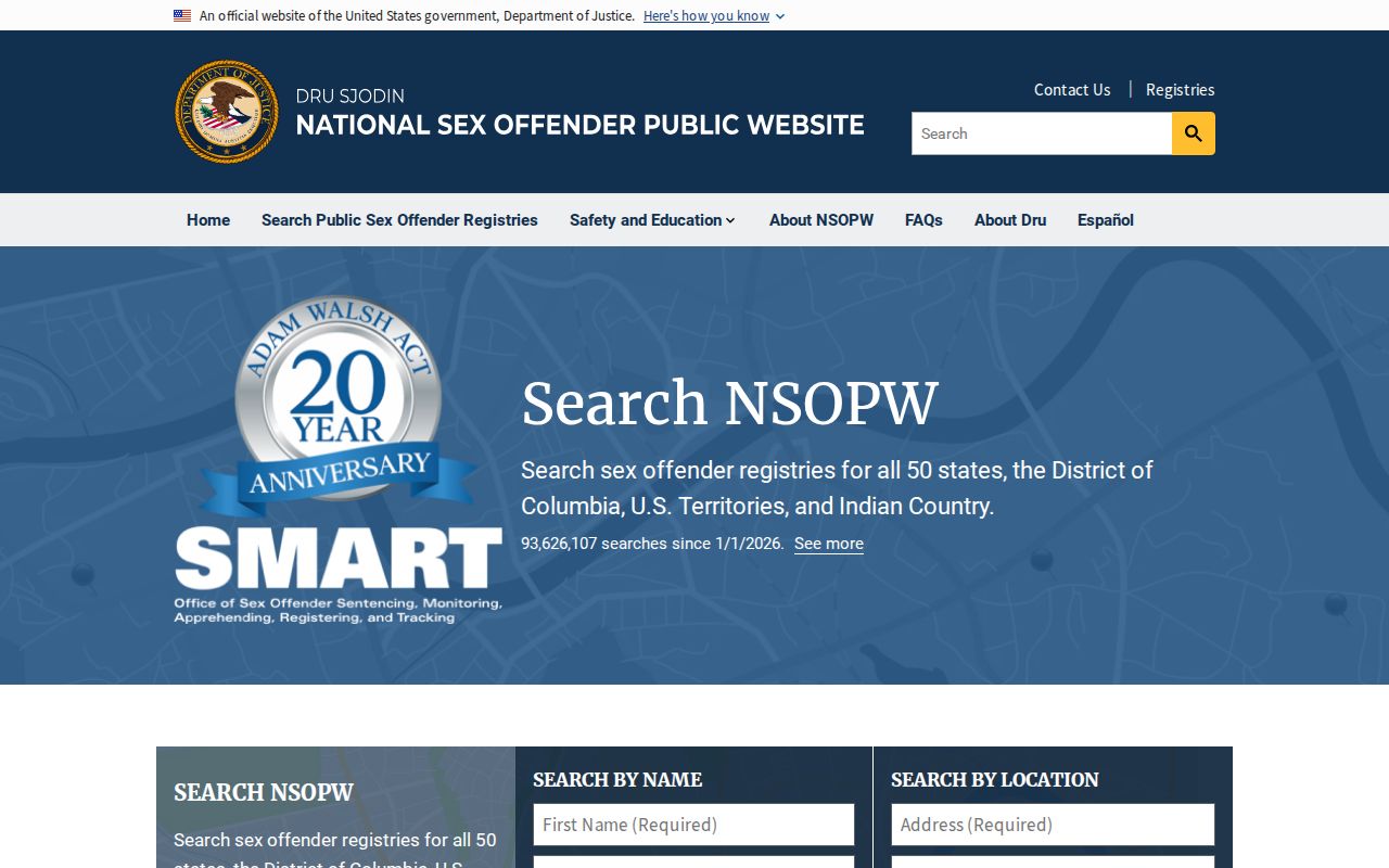 National sex offender search option for Anderson County residents