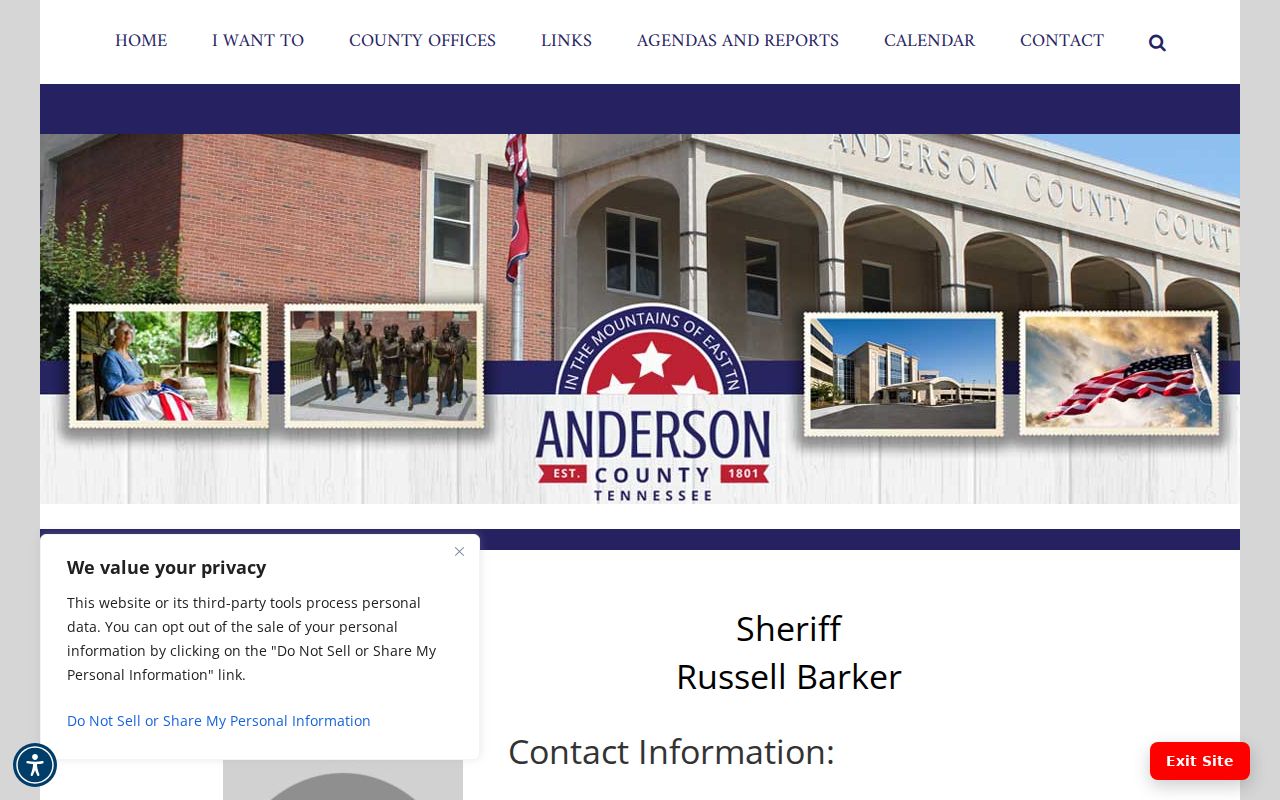 Anderson County sheriff criminal records office information