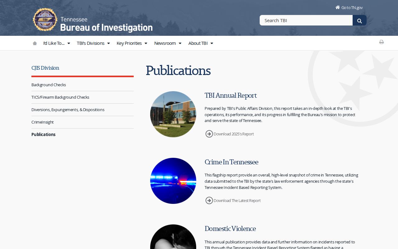 TBI Anderson County criminal record publications
