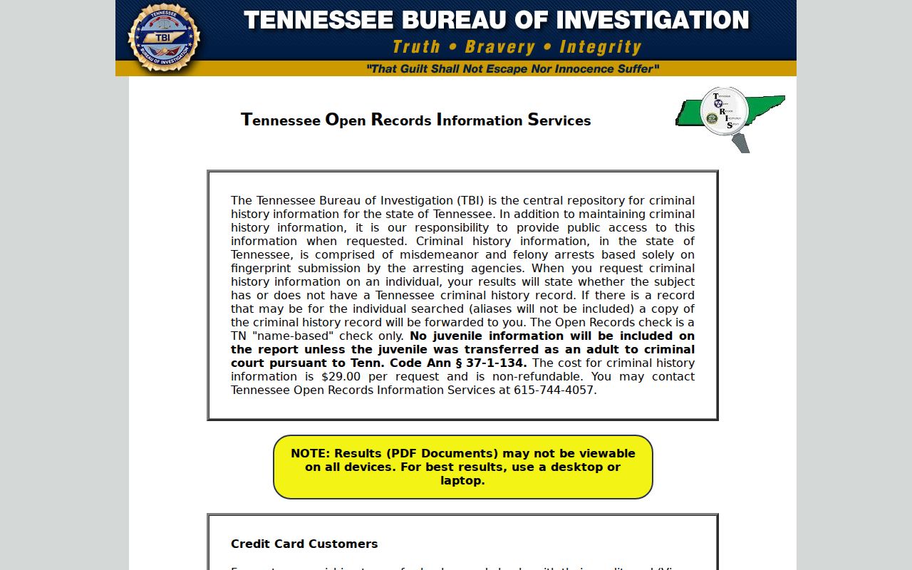 TORIS Anderson County criminal history name search